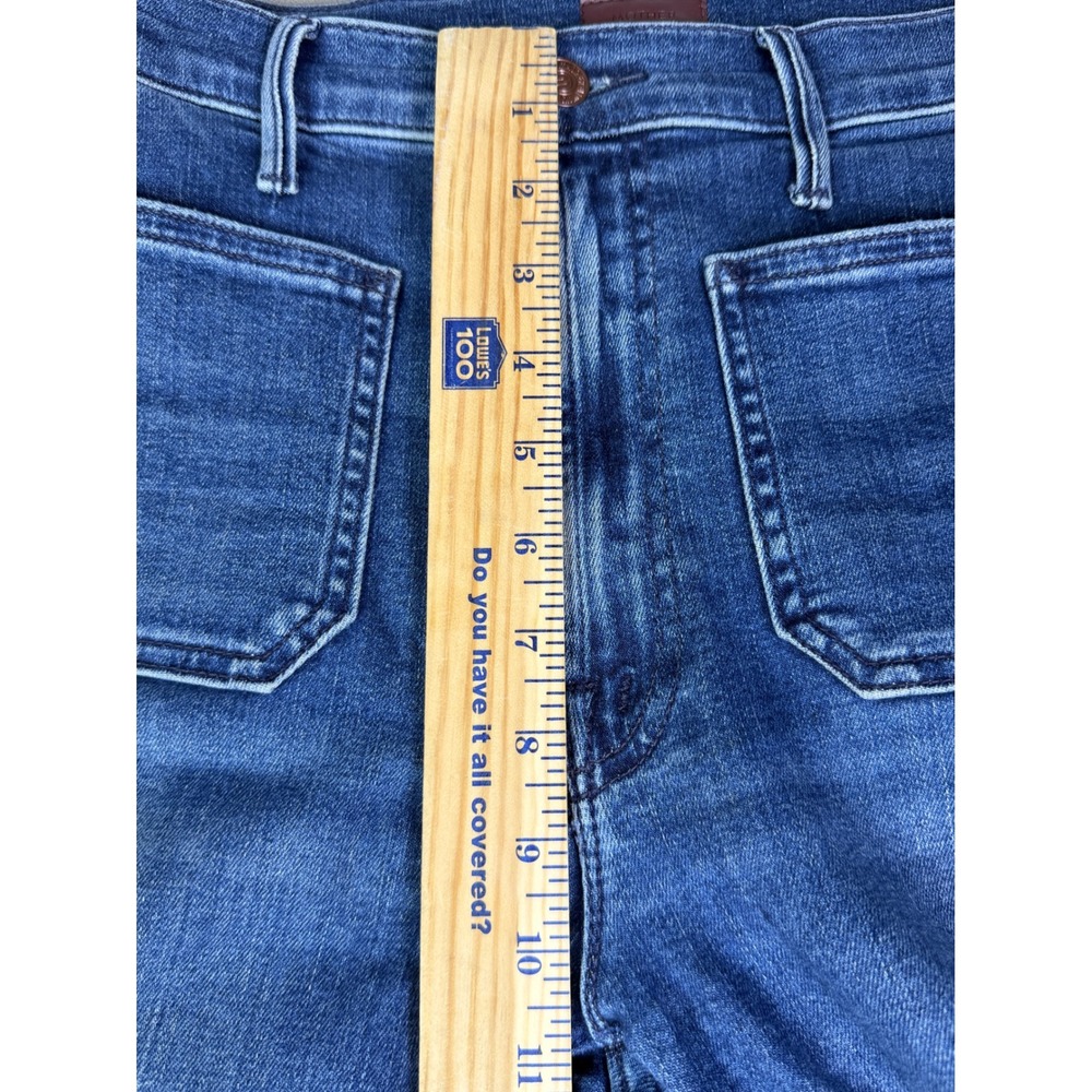 MOTHER The Hustler Size 26 Ankle Fray Jeans Blue Patch Pocket Flare Raw Hem - Picture 11 of 15